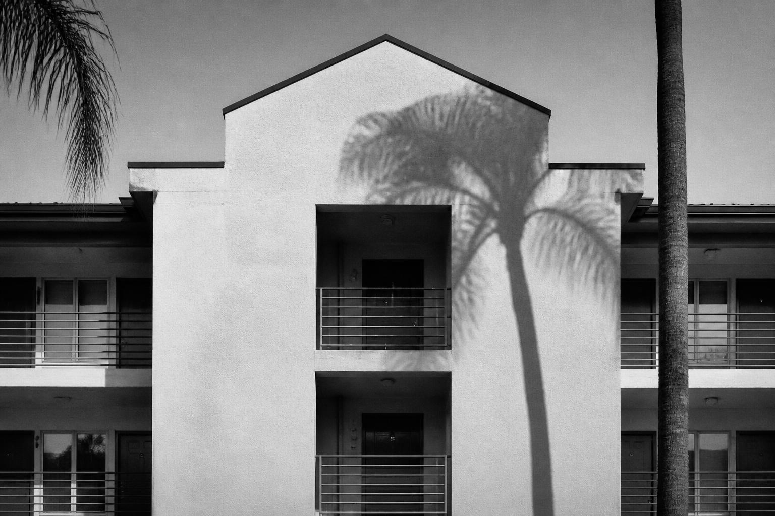 Black and white plate of a California multifamily apartment building facade